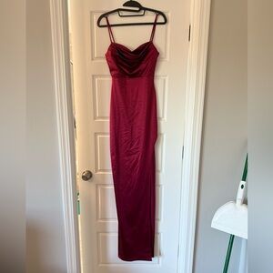 Windsor Burgundy Midi Dress with Spaghetti Straps